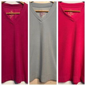 Made For Life Women's M Lightweight Sweatshirt Maroon lt Blue Pink V-Neck